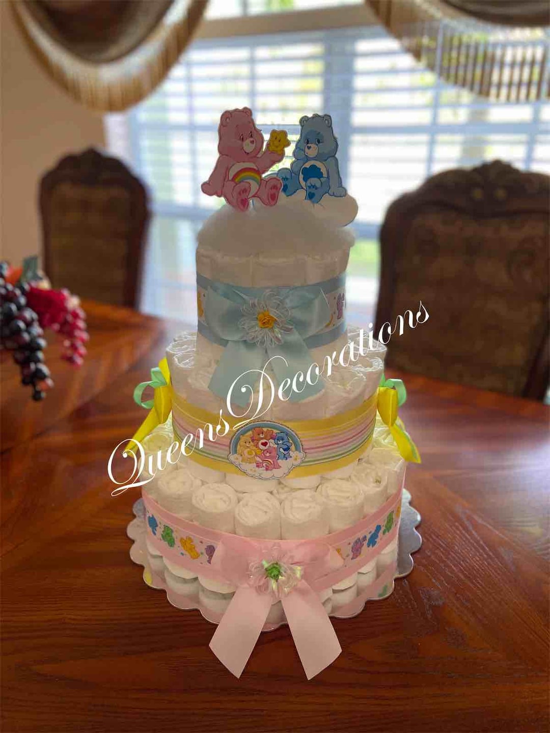 Care Bear Diaper Cake/ Care Bears Baby Shower/ Neutral Baby Shower