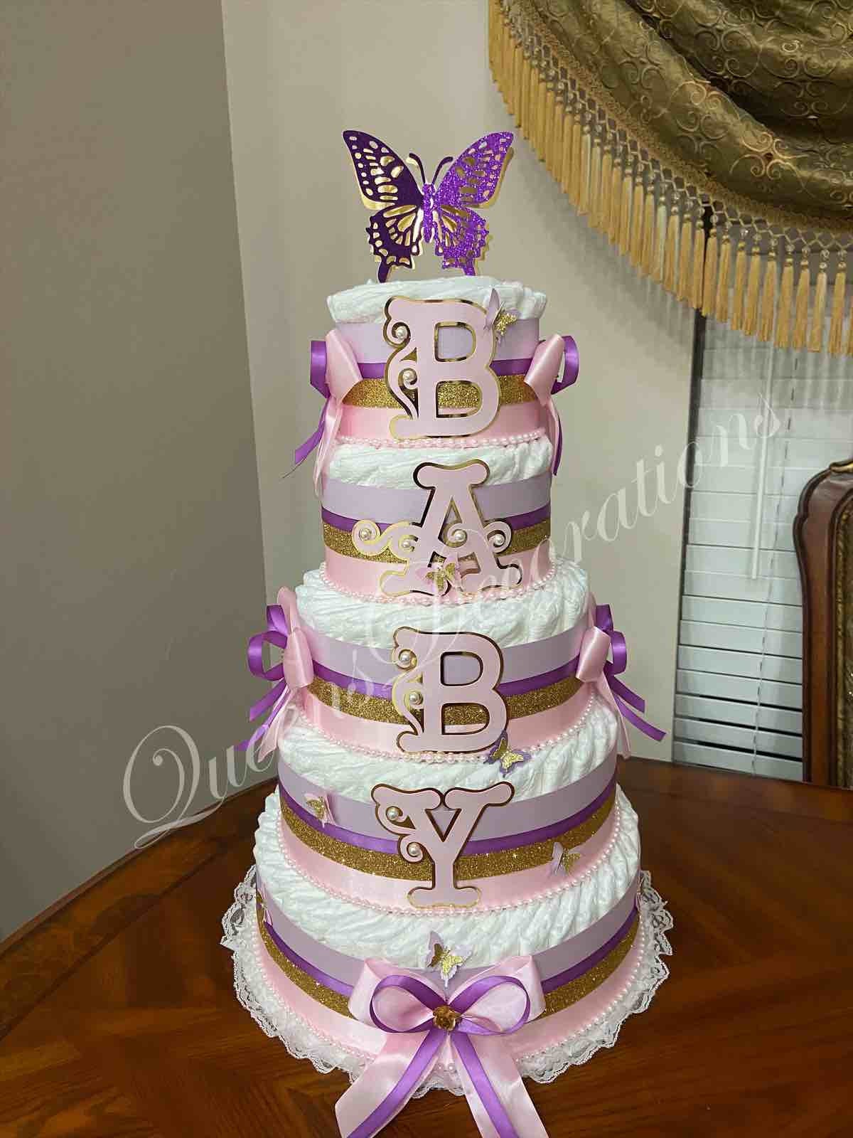 5 Tier Diaper Cake/ Elegant Diaper Cake/ Pink Purple and Gold - Etsy Hong Kong 5 Tier Diaper Cake/ Elegant Diaper Cake/ Pink Purple and Gold - Etsy Hong Kong