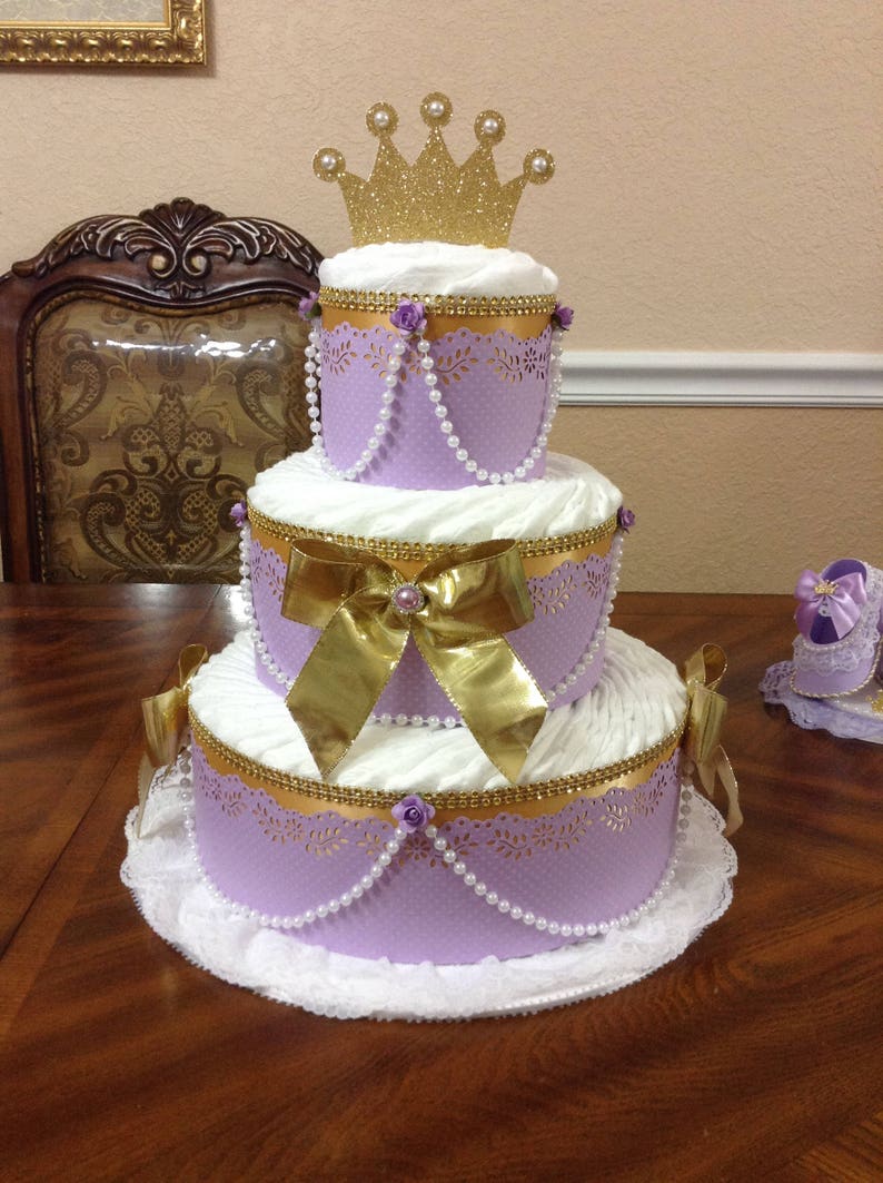 Lavender And Gold Diaper Cake 3 Tier Diaper Cake Gold Crown Etsy Lavender And Gold Diaper Cake 3 Tier Diaper Cake Gold Crown Etsy