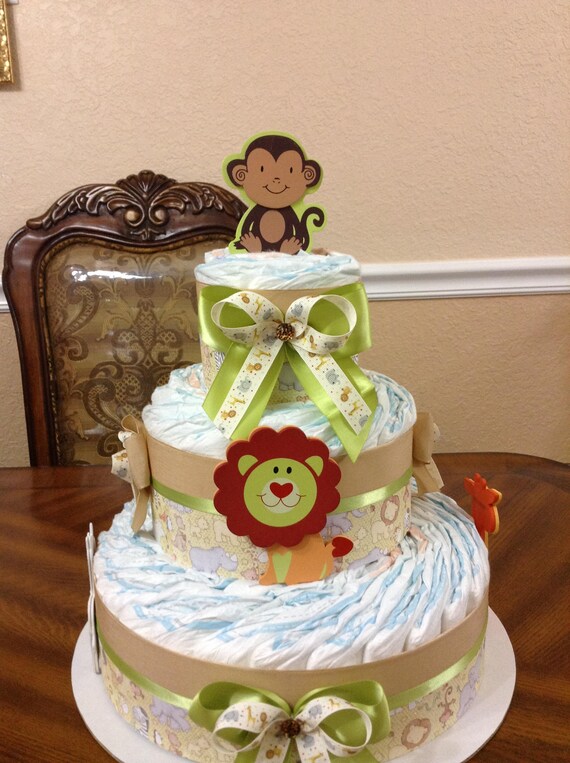 safari baby shower diaper cake