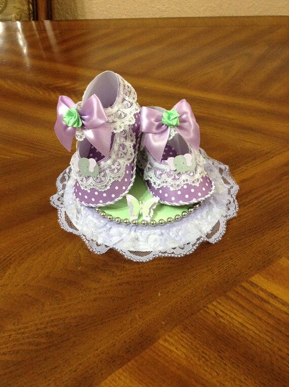 purple and green baby shower decorations