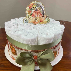 Diaper Cake/ Fall Mini Diaper Cake/ Autumn Colors Baby Shower/ Neutral Baby Shower/ Cute Centerpiece.