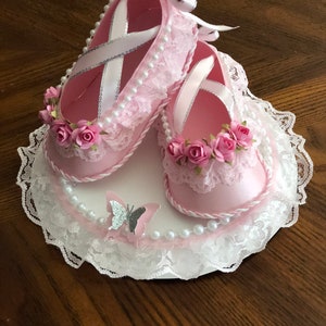 Ballerina Cake Topper Shoes/ Cute Cake Topper/ Baby Shower Pink and Gold / Centerpiece Shoes/ Cake Topper Shoes/ Favors. image 3