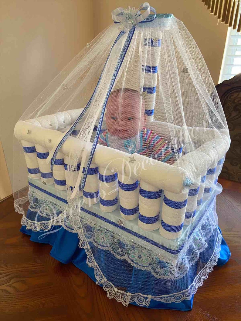 Original Diaper Crib/ Unique Centerpiece/ Elegant Baby Shower/ Etsy