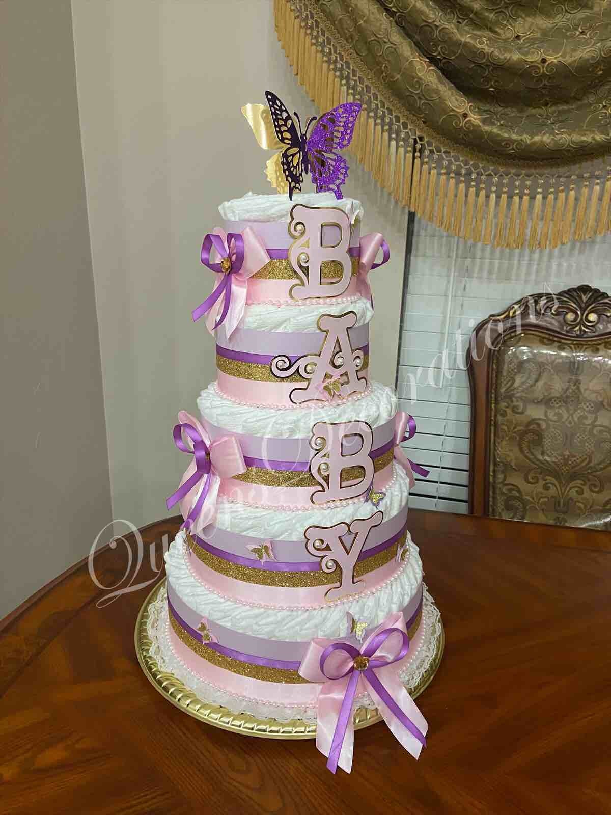 5 Tier Diaper Cake/ Elegant Diaper Cake/ Pink Purple and Gold - Etsy Hong Kong 5 Tier Diaper Cake/ Elegant Diaper Cake/ Pink Purple and Gold - Etsy Hong Kong