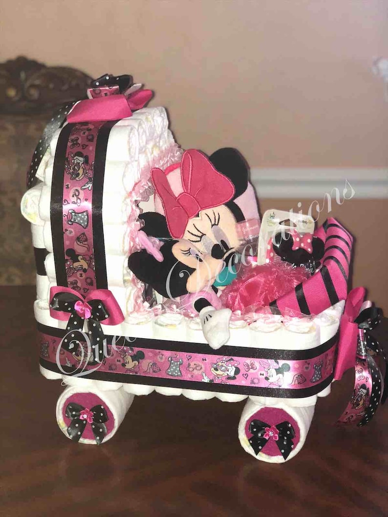 Stroller Diaper Cake/ Elegant Centerpiece/ Girl Baby Shower/ Etsy