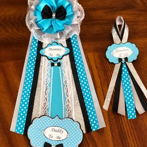 Turquoise and Silver Mommy to Be Corsage/ Mommy to Be Corsage/ Boy Baby ...