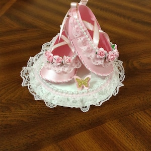 Ballerina Cake Topper Shoes/ Cute Cake Topper/ Baby Shower Pink and Gold / Centerpiece Shoes/ Cake Topper Shoes/ Favors. image 2