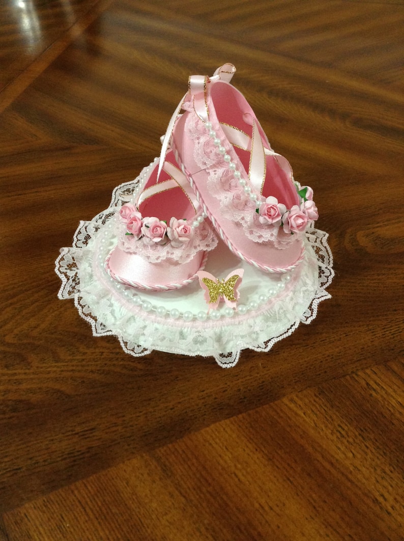 Ballerina Cake Topper Shoes/ Cute Cake Topper/ Baby Shower Pink and Gold / Centerpiece Shoes/ Cake Topper Shoes/ Favors. image 2