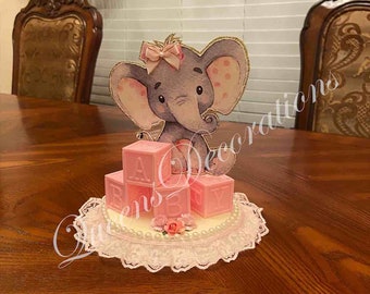 Elephant Cake Topper/ Centerpiece/ Baby Shower Elephant / Cake Topper /  Cute Pink Cake Topper Elephant.