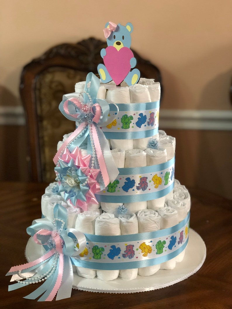 Care Bear Baby Shower/ Girl or Boy Diaper Cake/ Elegant Diaper Etsy