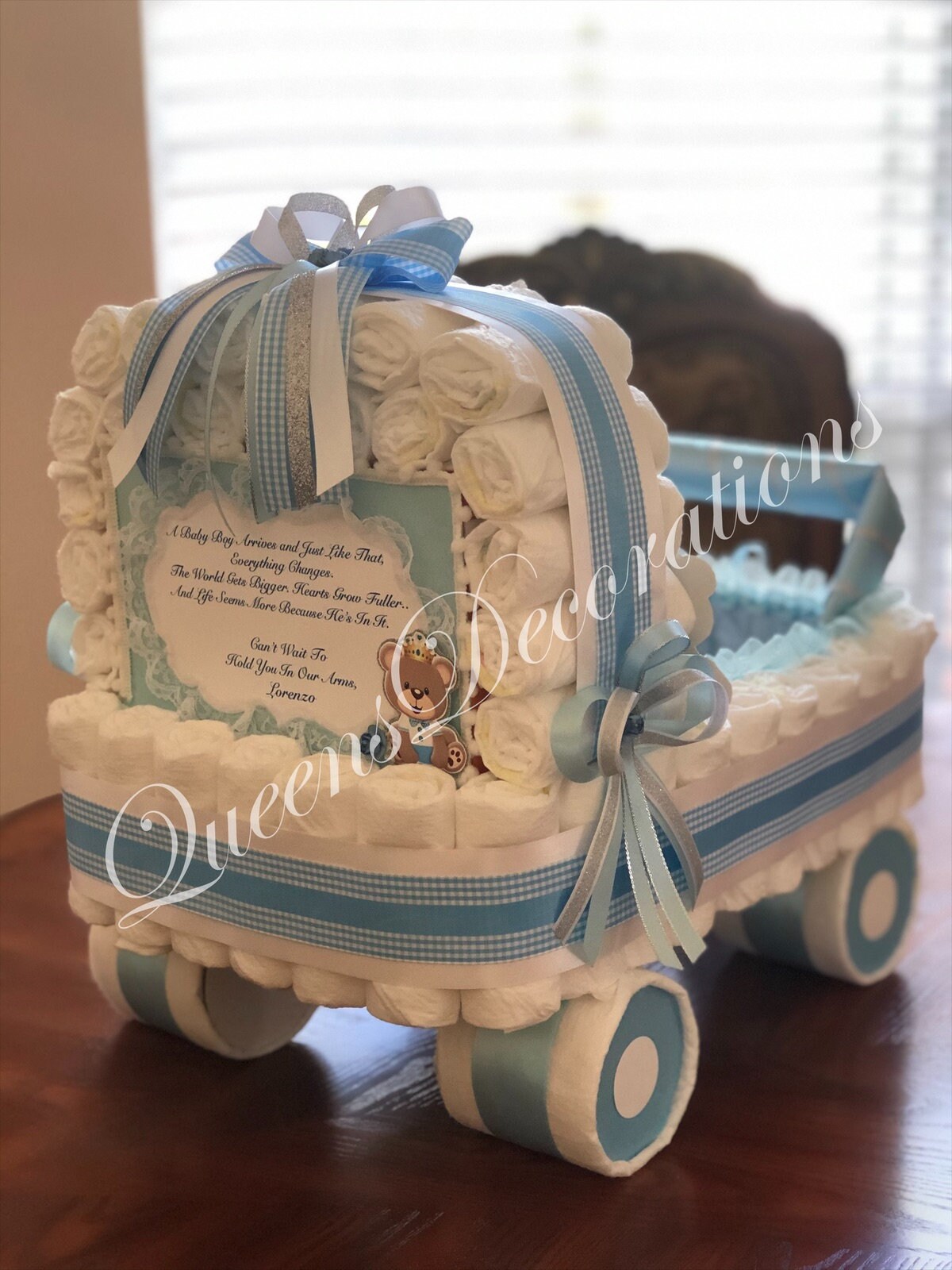 Teddy Bear Diaper Cake/ Boy Baby Shower/ Unique Baby Shower Centerpiece ...