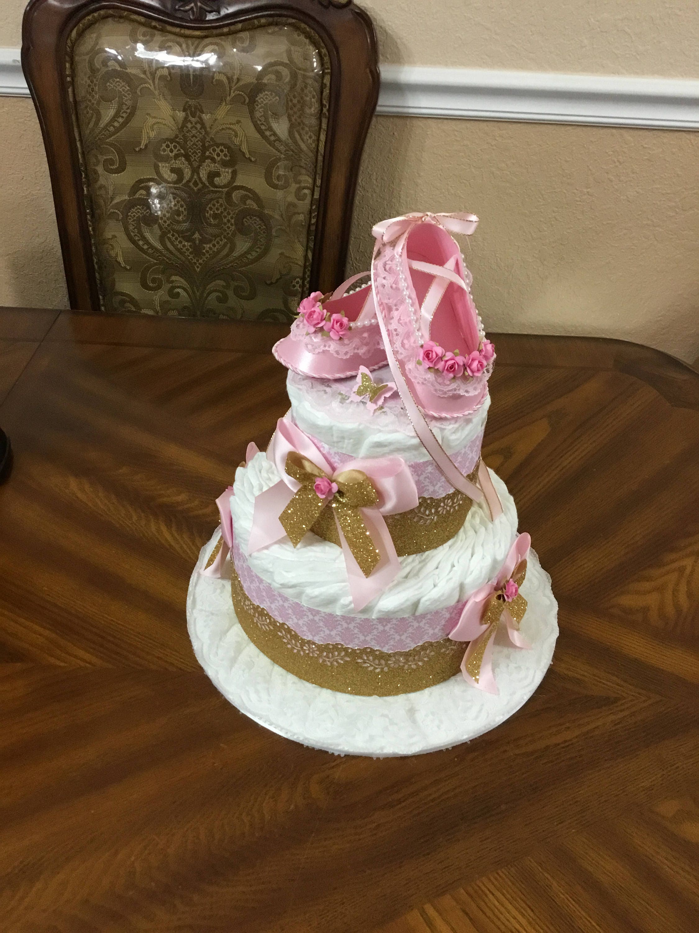 Ballerina Diaper Cake/ Elegant Baby Shower/ Pink and Gold Baby Etsy