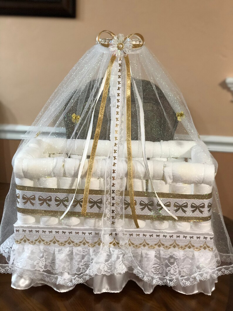 Elegant Diaper Crib Beautiful And Unique Baby Shower Gift Or Etsy