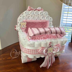 Elegant Diaper Stroller/ Baby Blue and Silver Diaper Stroller/ Cute Diaper Carriage/ Unique Baby Shower Gift imagen 6