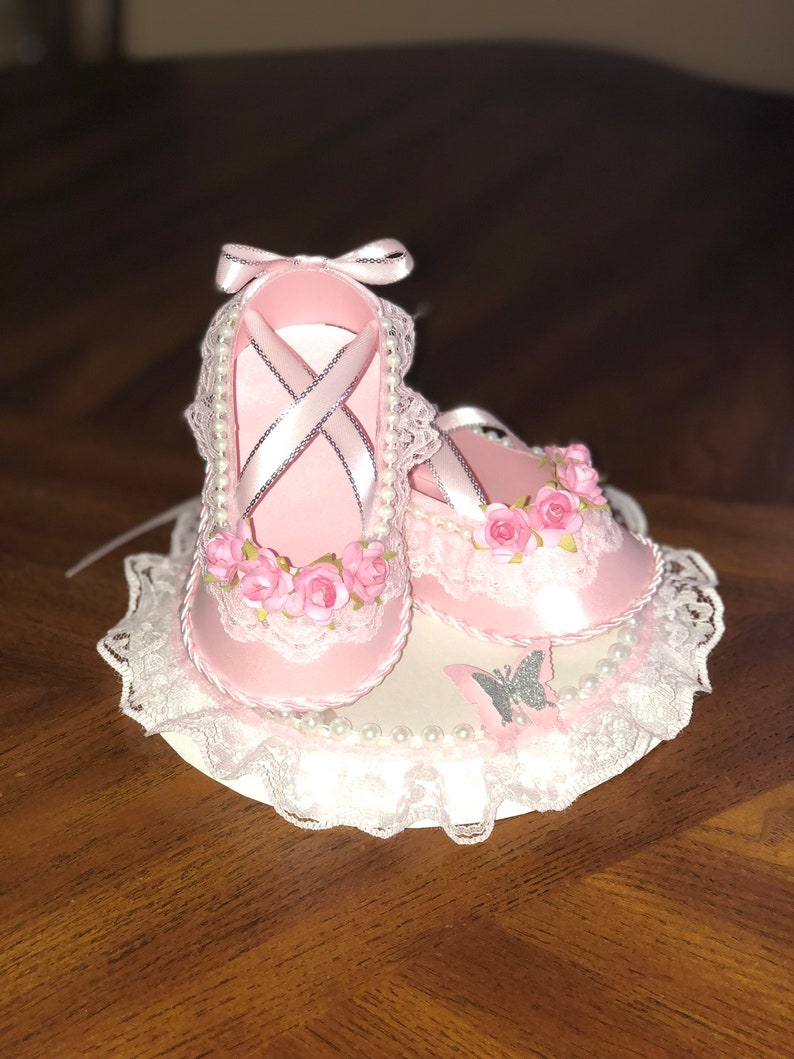 Ballerina Cake Topper Shoes/ Cute Cake Topper/ Baby Shower Pink and Gold / Centerpiece Shoes/ Cake Topper Shoes/ Favors. image 9