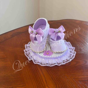 Shoe Cake Topper/ Unique Cake Topper Shoes/ Girl Baby Shoe/ Candy Favors/ Cute Paper Shoe / Light Purple Shoe Cake Topper.