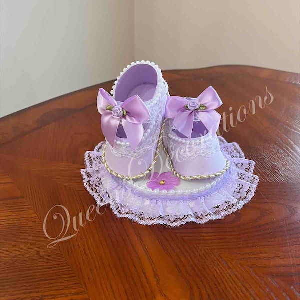 Shoe Cake Topper/ Unique Cake Topper Shoes/ Girl Baby Shoe/ Candy Favors/ Cute Paper Shoe / Light Purple Shoe Cake Topper.