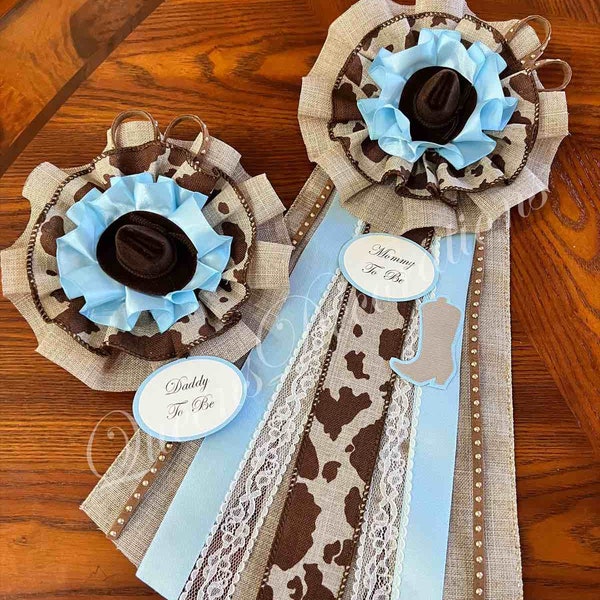 Cowboy Baby Shower Theme/ Set Mommy To Be Corsage/ Baby Cowboy Western Maternity Sash/ Cute Corsage.