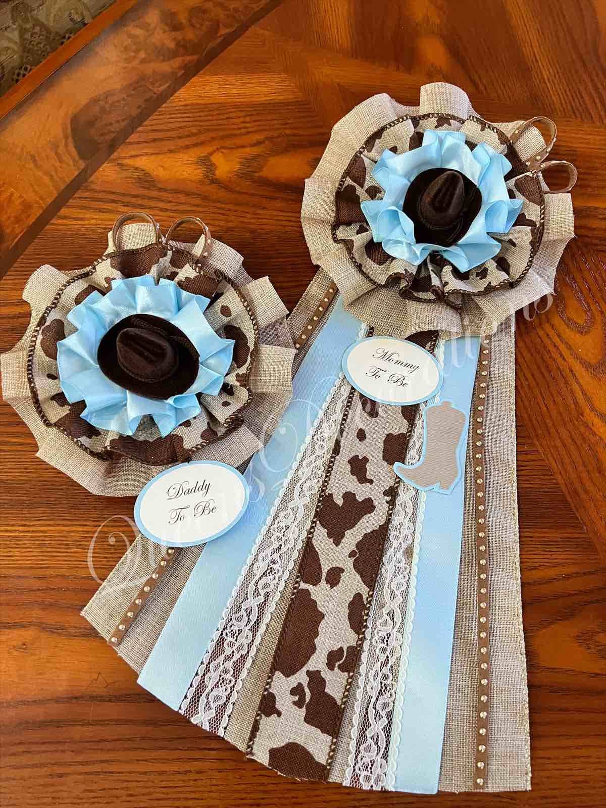 Cowboy Baby Shower Theme/ Set Mommy To Be Corsage/ Baby Cowboy Western Maternity Sash/ Cute Corsage.