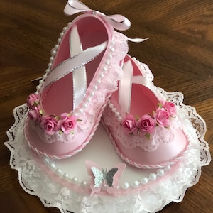 Ballerina Cake Topper Shoes/ Cute Cake Topper/ Baby Shower Pink and Gold / Centerpiece Shoes/ Cake Topper Shoes/ Favors. image 5