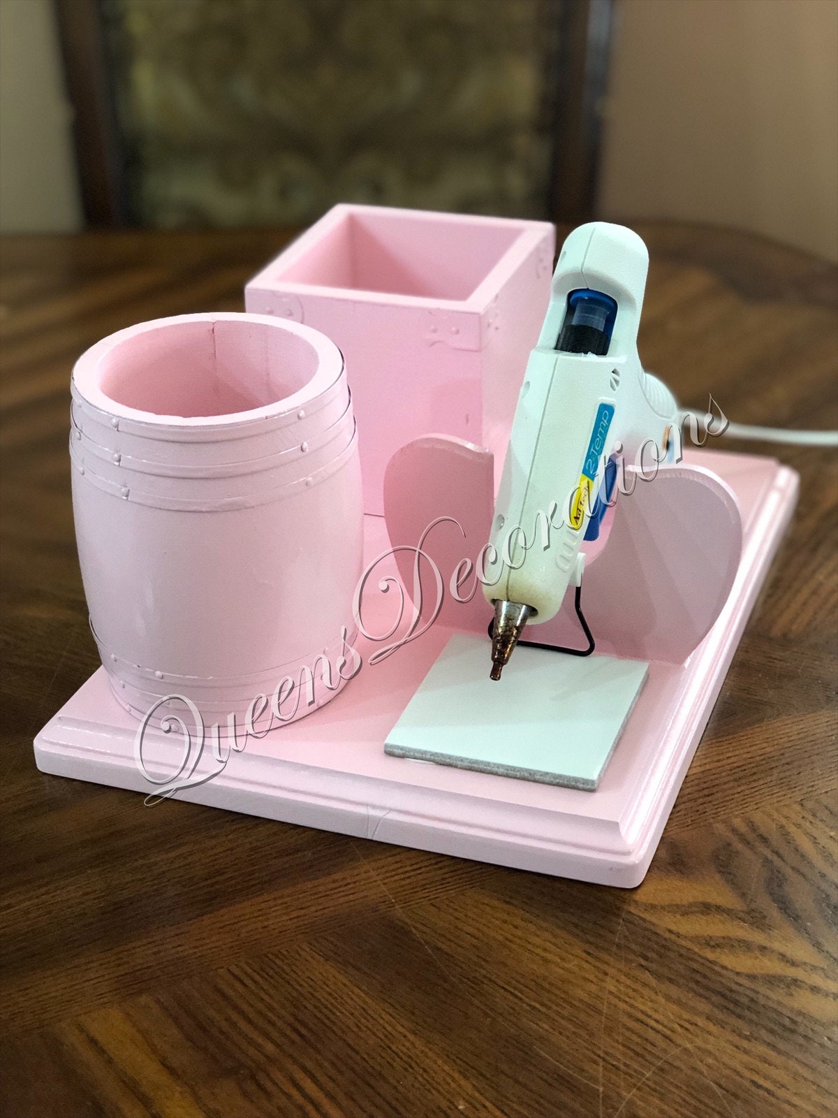 Hot Glue Gun Holder/Wood Hot Melt Glue Gun Stand/Hot Melt Glue Gun  Base/Craft Room Organizer (A)