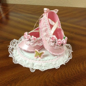 Ballerina Cake Topper Shoes/ Cute Cake Topper/ Baby Shower Pink and Gold / Centerpiece Shoes/ Cake Topper Shoes/ Favors. image 1