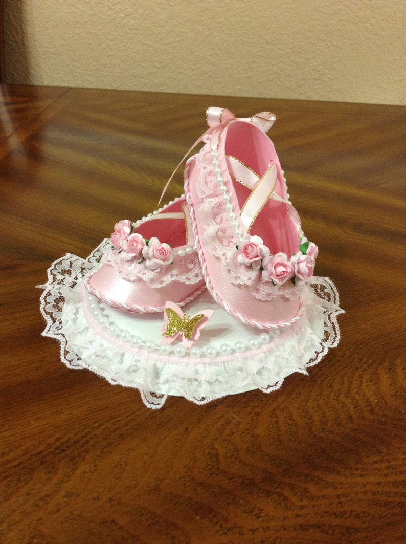 Ballerina Cake Topper Shoes/ Cute Cake Topper/ Baby Shower Pink and Gold / Centerpiece Shoes/ Cake Topper Shoes/ Favors. image 1