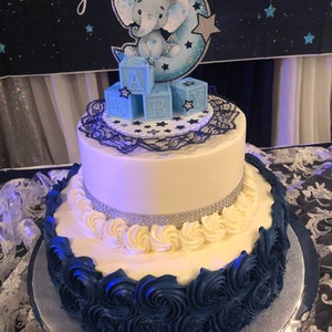 Twinkle twinkle little star/Elephant Cake Topper/ Centerpiece/ Elephant Theme / Cute Baby Blue and Navy Cake Topper Elephant.