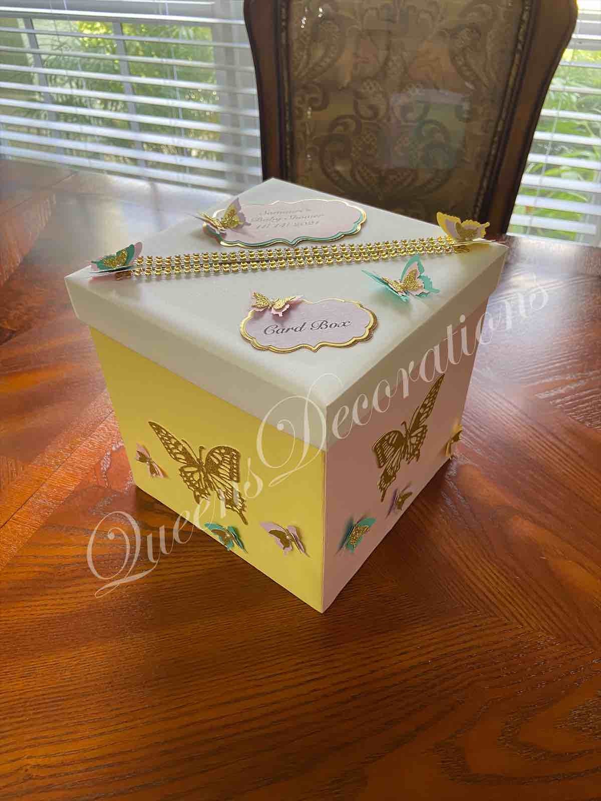 Butterfly Baby Shower Card Box Rainbow Colored Butterfly Baby Shower Pastel and Bright Colored Baby Shower Guest Card Box for