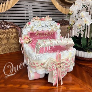 Elegant Diaper Stroller/ Baby Blue and Silver Diaper Stroller/ Cute Diaper Carriage/ Unique Baby Shower Gift imagen 8