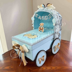 Baby Shower Card Box Poussette / Teddy Bear Baby Card Box / Belle boîte à cartes pour cartes cadeaux.