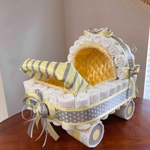 Elegant Diaper Stroller/ Baby Blue and Silver Diaper Stroller/ Cute Diaper Carriage/ Unique Baby Shower Gift imagen 18