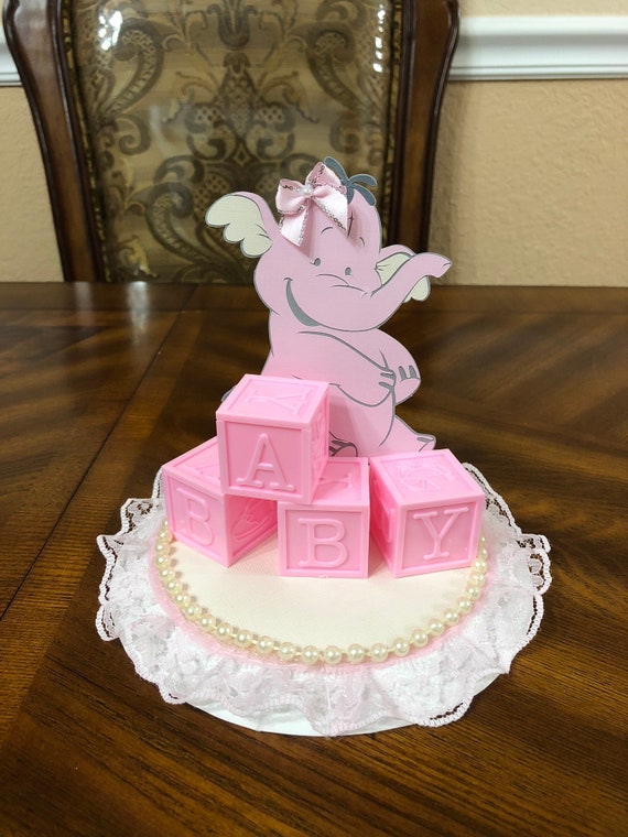Elephant Cake Topper Girl Baby Shower Pink Cute Centerpiece Etsy