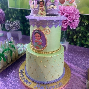 Princess Tiana Cake Topper/ Lavender Baby Shower/ Girl Baby Shower Topper/ Princess Baby Shower/ Baby Shower Centerpiece/ Guest Favors