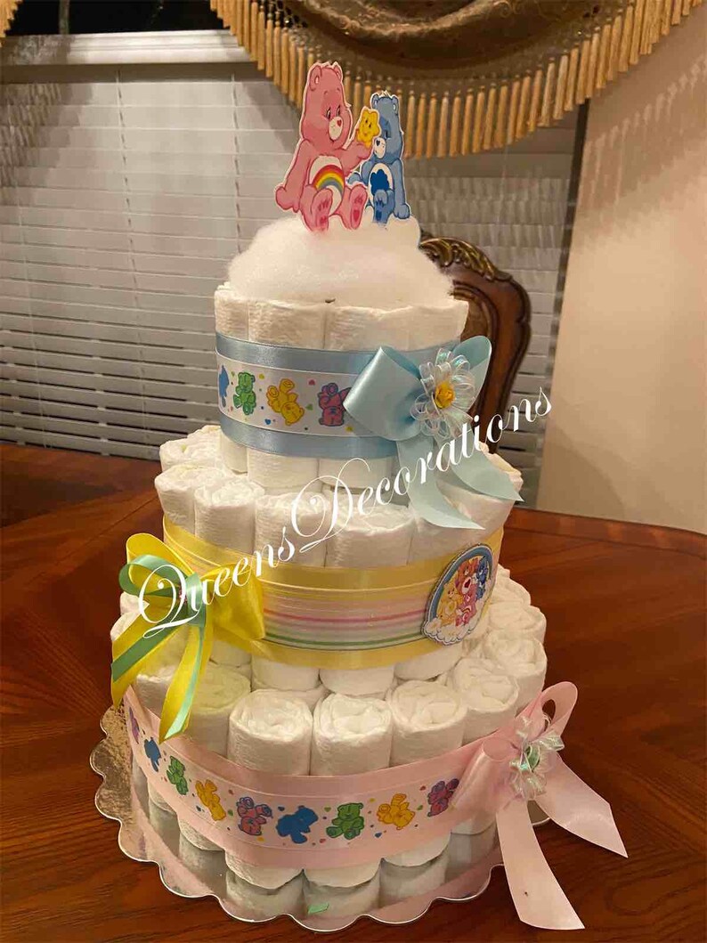 Care Bear Diaper Cake/ Care Bears Baby Shower/ Neutral Baby Etsy Norway