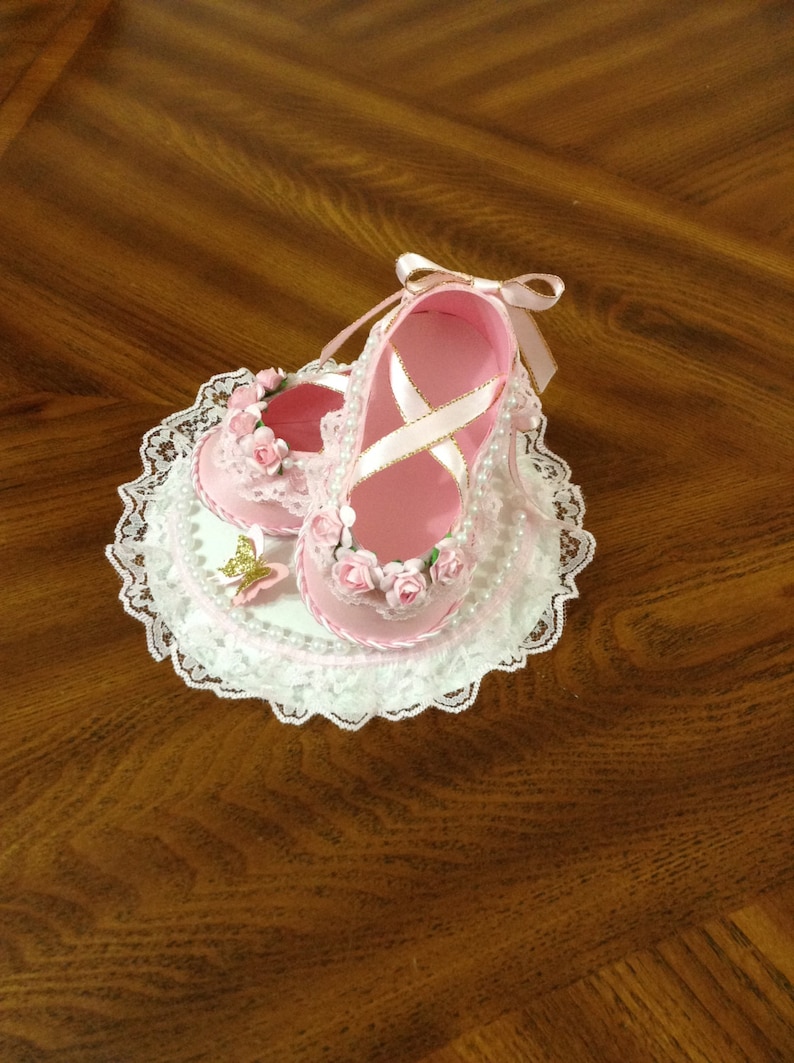 Ballerina Cake Topper Shoes/ Cute Cake Topper/ Baby Shower Pink and Gold / Centerpiece Shoes/ Cake Topper Shoes/ Favors. image 4