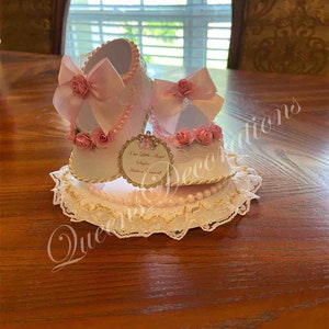 Cake Topper Shoe/ Beautiful Pink and Gold Cake Topper Shoe/ Girl Baby Shower.