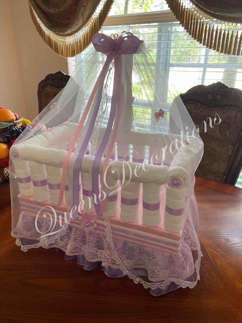 Elegant Diapers Crib / Beautiful Pink Crib/ Baby Girl Crib/ Etsy