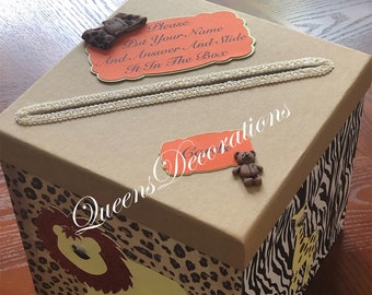 Safari Baby Shower Card Box/ Card Holder/ Safari Card Box/ Guest Card Holder/ Baby Shower Favors.