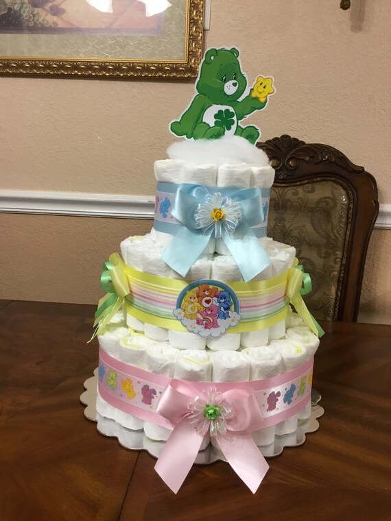 Care Bear Diaper Cake Bears Baby Shower Neutral Beautiful Gift Or Centerpiece Girl