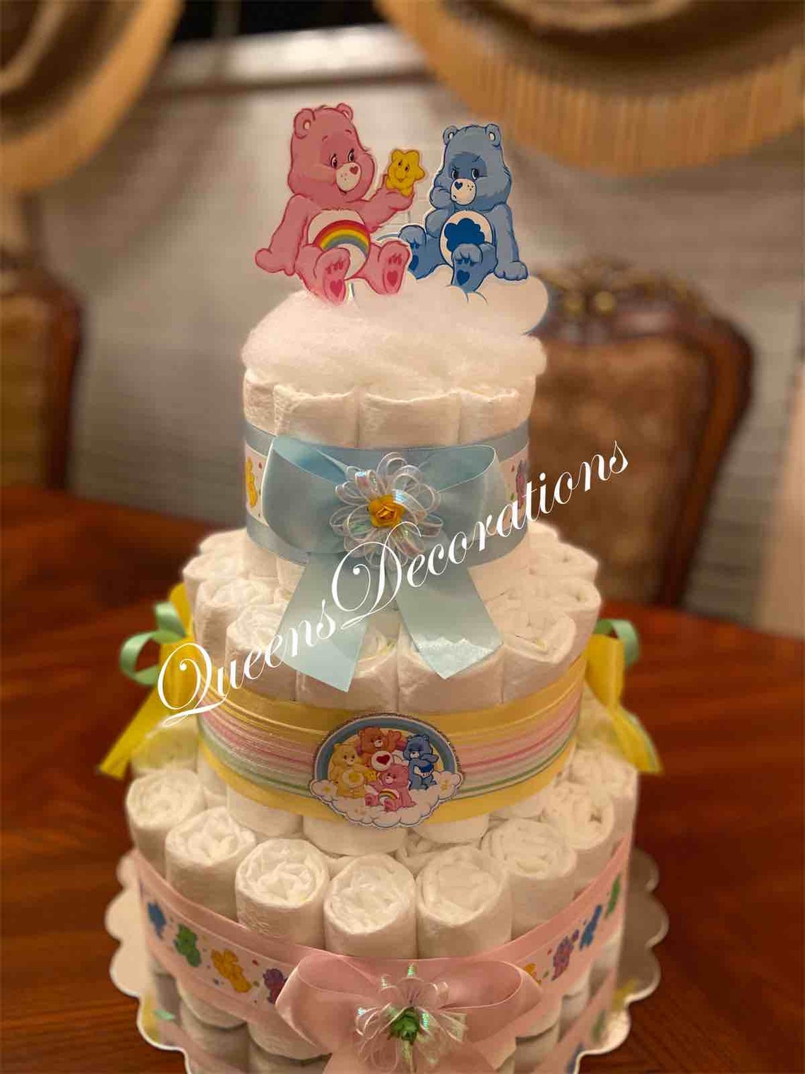 Care Bear Diaper Cake/ Care Bears Baby Shower/ Neutral Baby Etsy