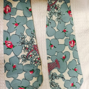 Pair vintage silky ties in cheery blue and cream