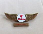Vintage Midway Airlines Junior Pilot Wings Plastic Pin