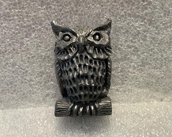 Vintage Pewter Great Horned Owl Mini Figurine