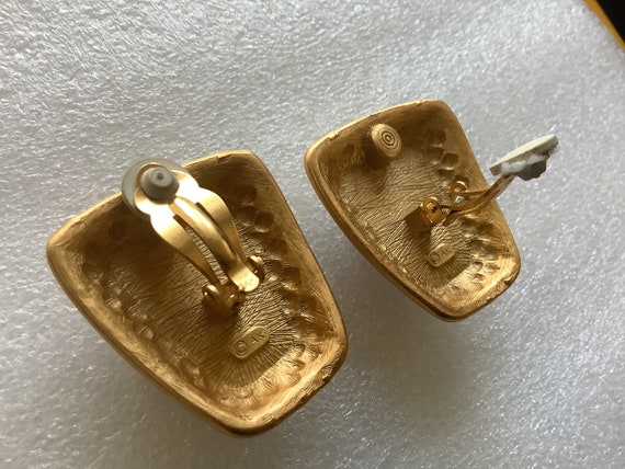 Anne Klein Statement Earrings Byzantine Gold Tone… - image 6