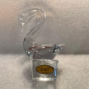 Vintage Arte Murano ICET Art Glass zwaan beeldje handgeblazen Venezuela