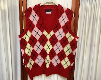 Vintage Ford Beckman Coxmoore of England Men’s Wool Sweater Vest Argyle Size M