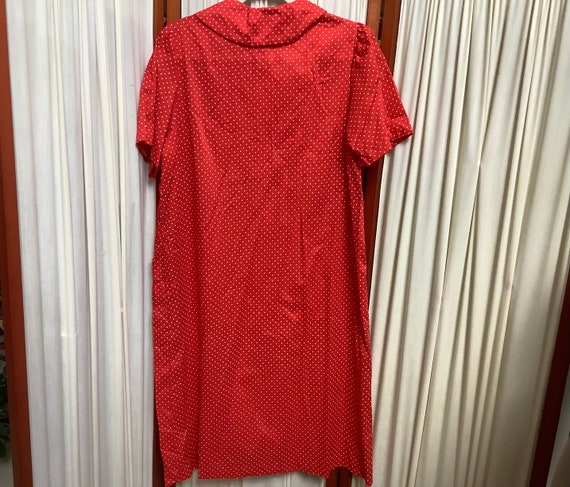 Vintage House Dress Duster Red Polka Dot Snap Fro… - image 6