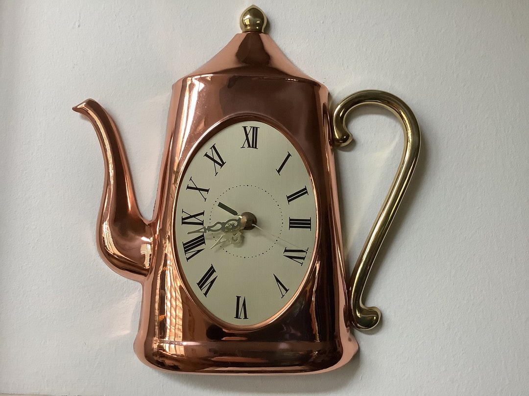 Vintage Copper Coffee Pot Wall Clock Made in Japan Etsy